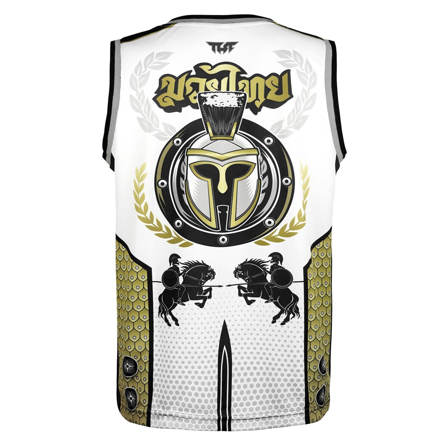 TUFF Muay Thai Tank Top Golden Gladiator White