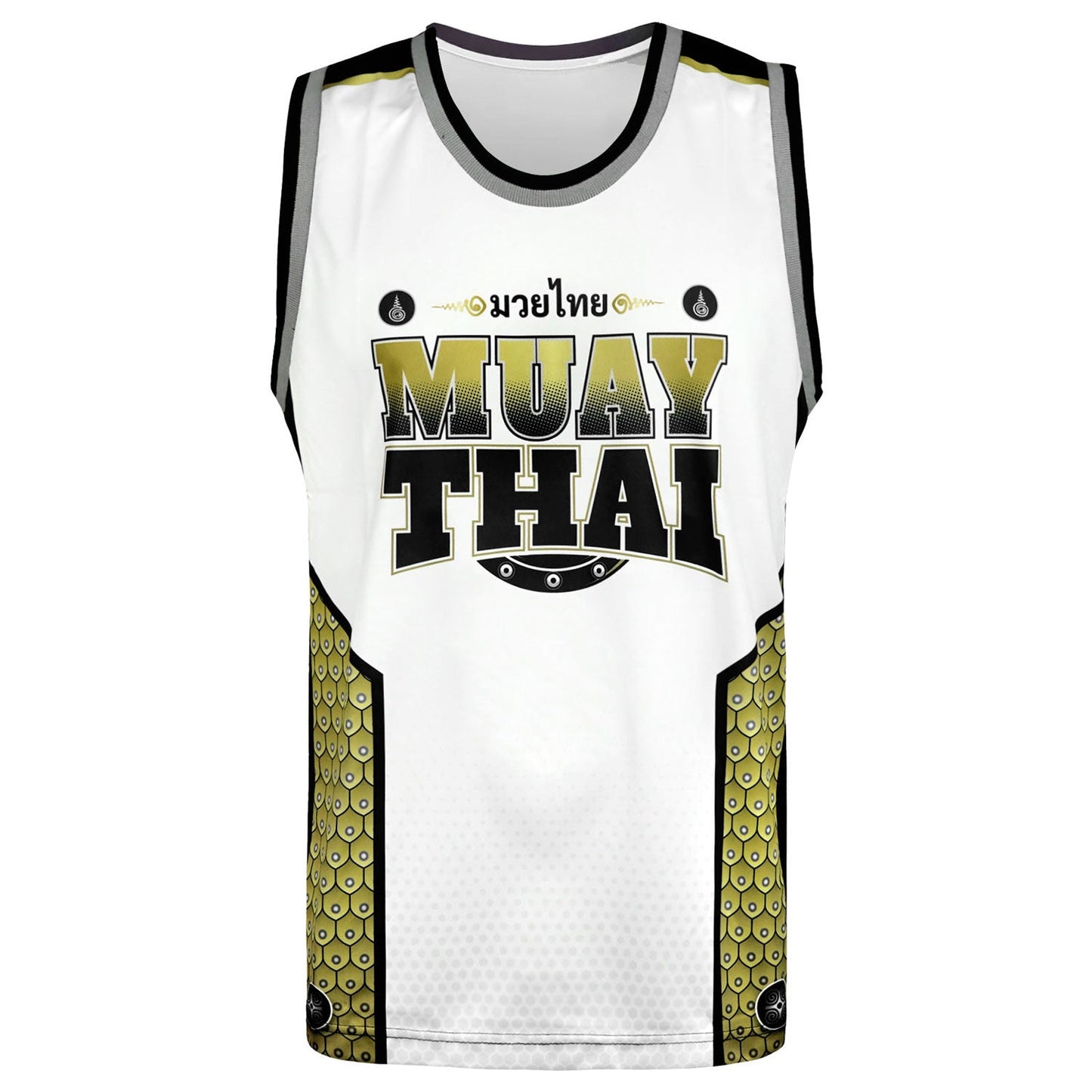 TUFF Muay Thai Tank Top Golden Gladiator White