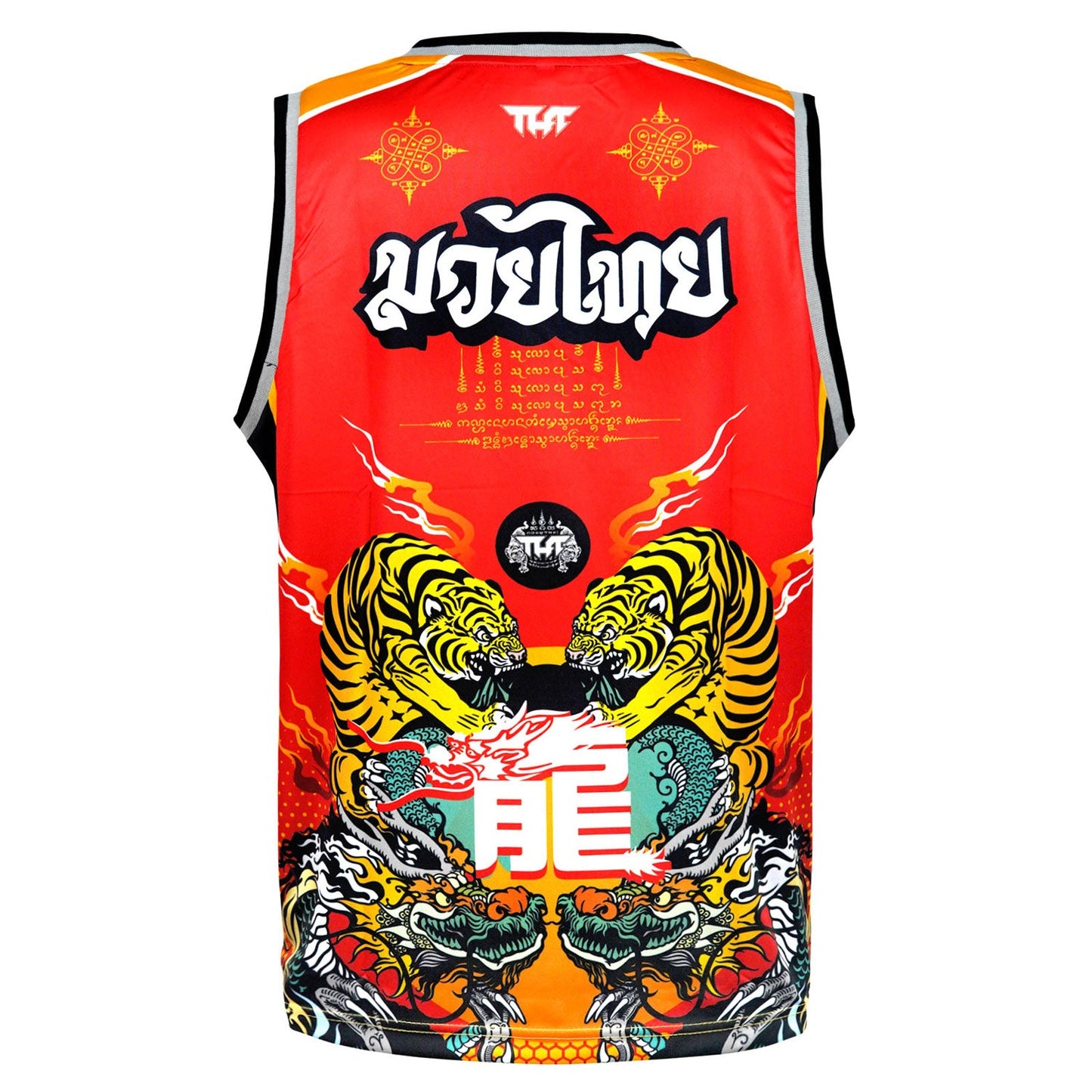 TUFF Muay Thai Tank Top Red Chinese Dragon and Tiger