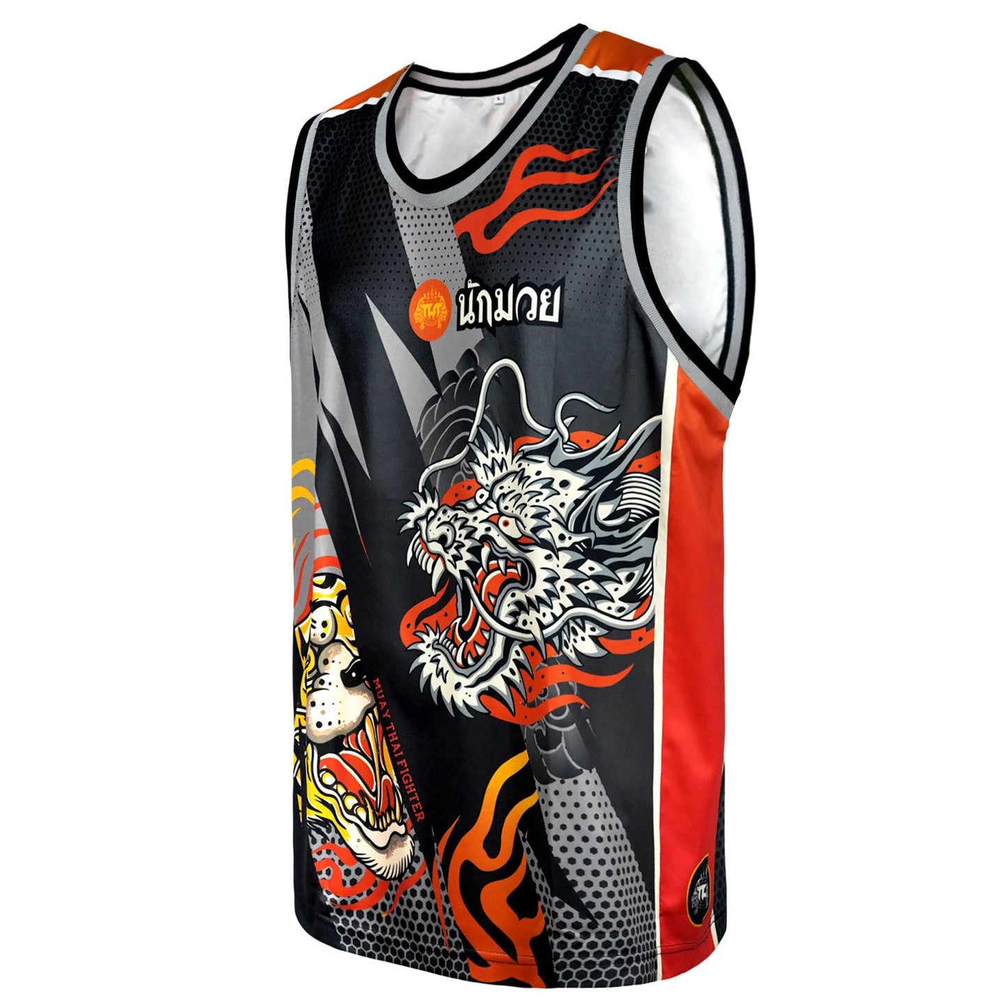 TUFF Muay Thai Tank Top Black Dragon and Tiger