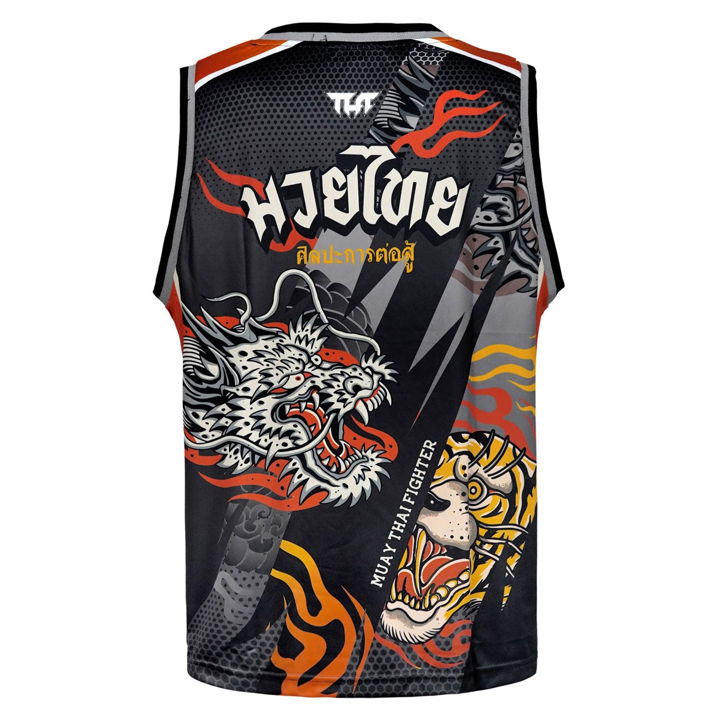 TUFF Muay Thai Tank Top Black Dragon and Tiger