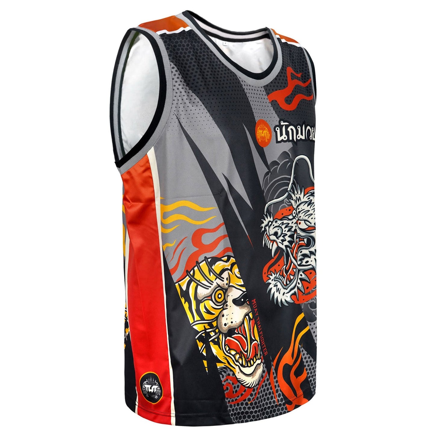 TUFF Muay Thai Tank Top Black Dragon and Tiger