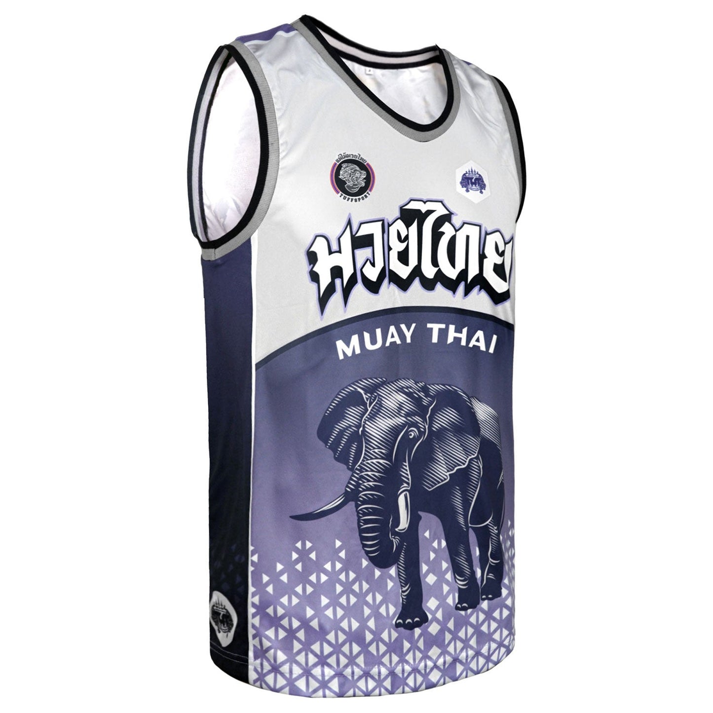 TUFF Muay Thai Tank Top War Elephant Grey-Blue