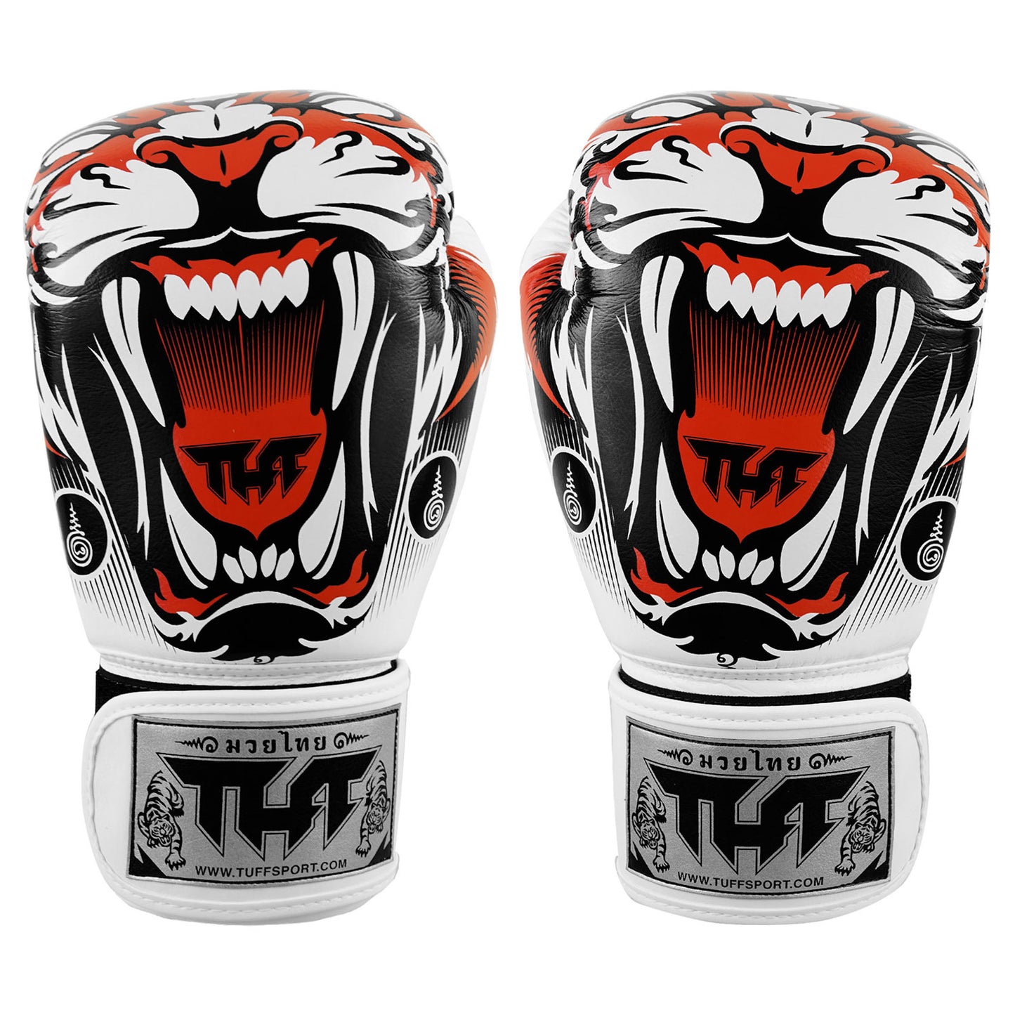 TUFF Muaythai Boxing Gloves White Tiger