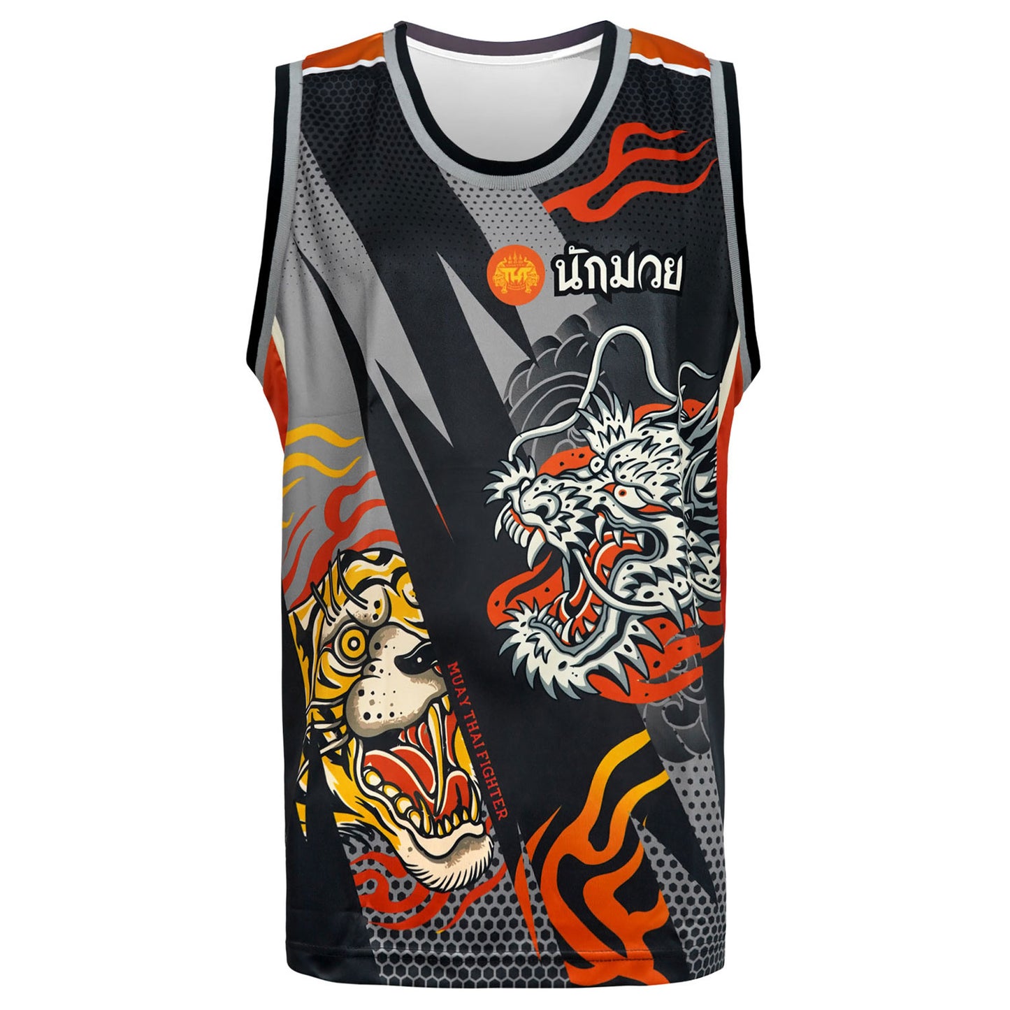 TT105 TUFF Tank Top Black Dragon and Tiger