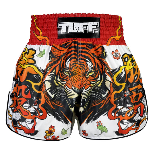 TUFF High-Cut Retro Muay Thai Boxing Shorts Tora Chikara Power of Tiger