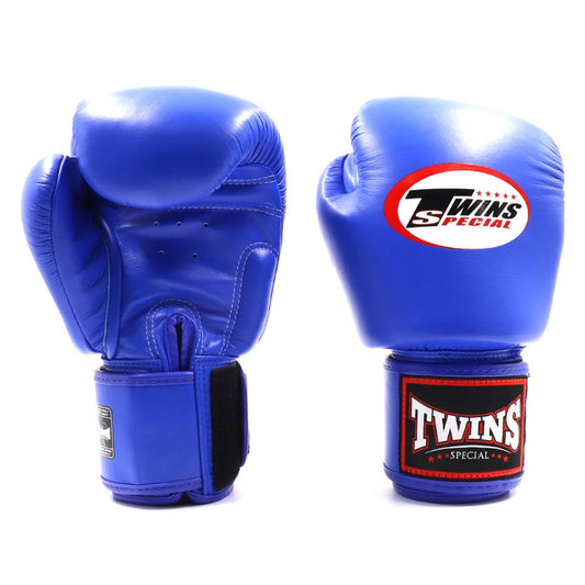 Blue Twins Special BGVL3 boxing gloves for training and competition, featuring durable leather construction and secure wrist support.