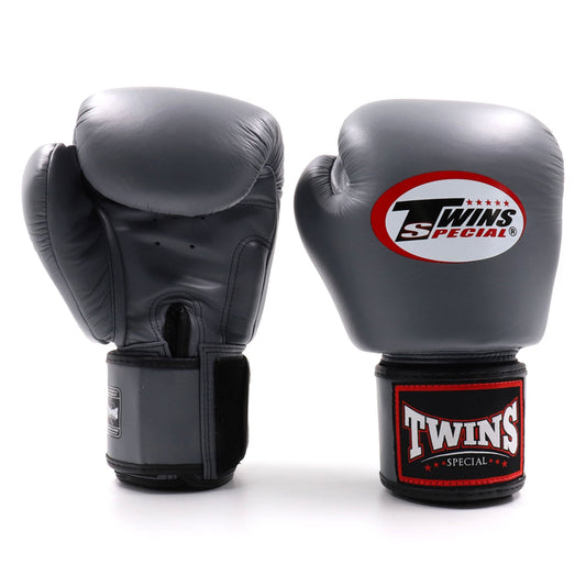 Grey Twins Special BGVL3 boxing gloves for training and sparring, featuring durable leather and secure wrist support.