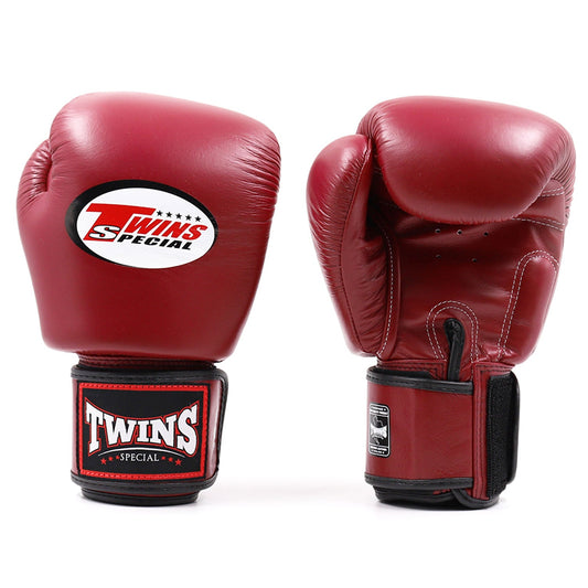 Maroon Twins Special BGVL3 boxing gloves for training and competition, featuring durable leather and secure wrist support.