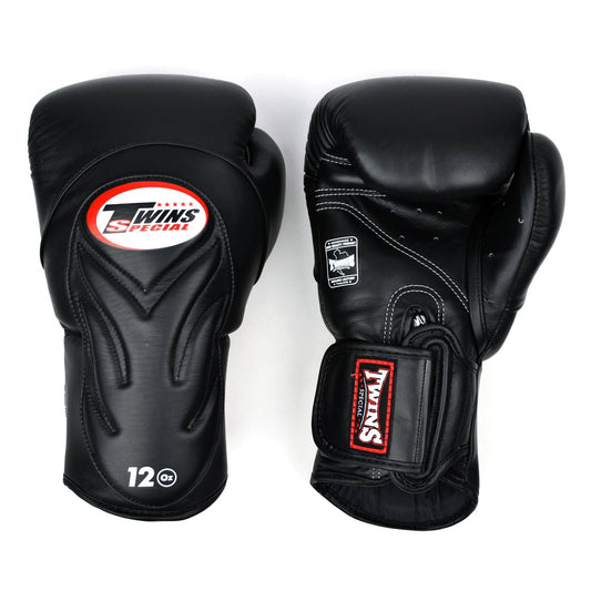 Twins Special Muay Thai Boxing BGVL6 Long-Cuff Boxing Gloves Black-Black