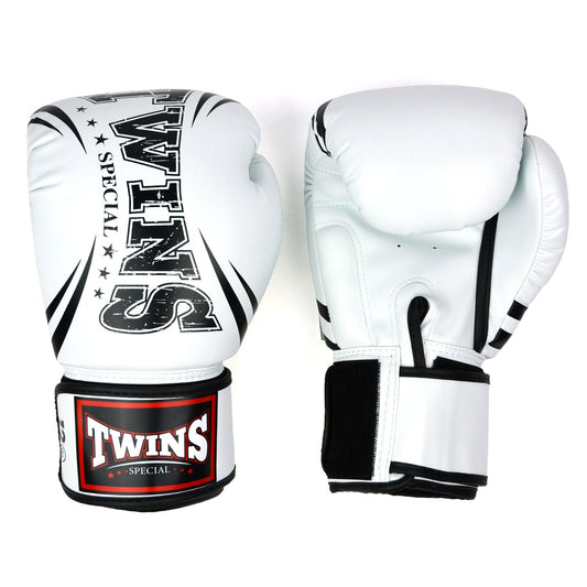 Twins Special Muay Thai Boxing FBGVDM3-TW6 Synthetic-Leather Boxing Gloves - White
