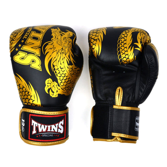 Twins Special Muay Thai Boxing FBGVL4-49 Boxing Gloves - Dragon - Black-Gold