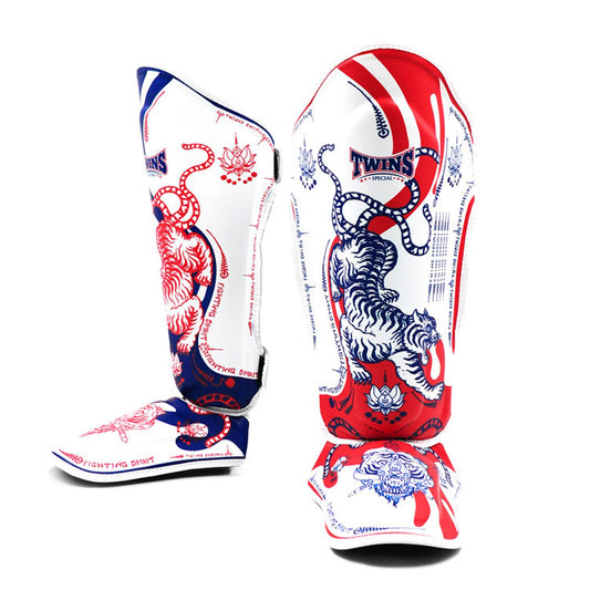 Twins Special FSGL10-67 Muay Thai Boxing Leather Shin Pads - Yant