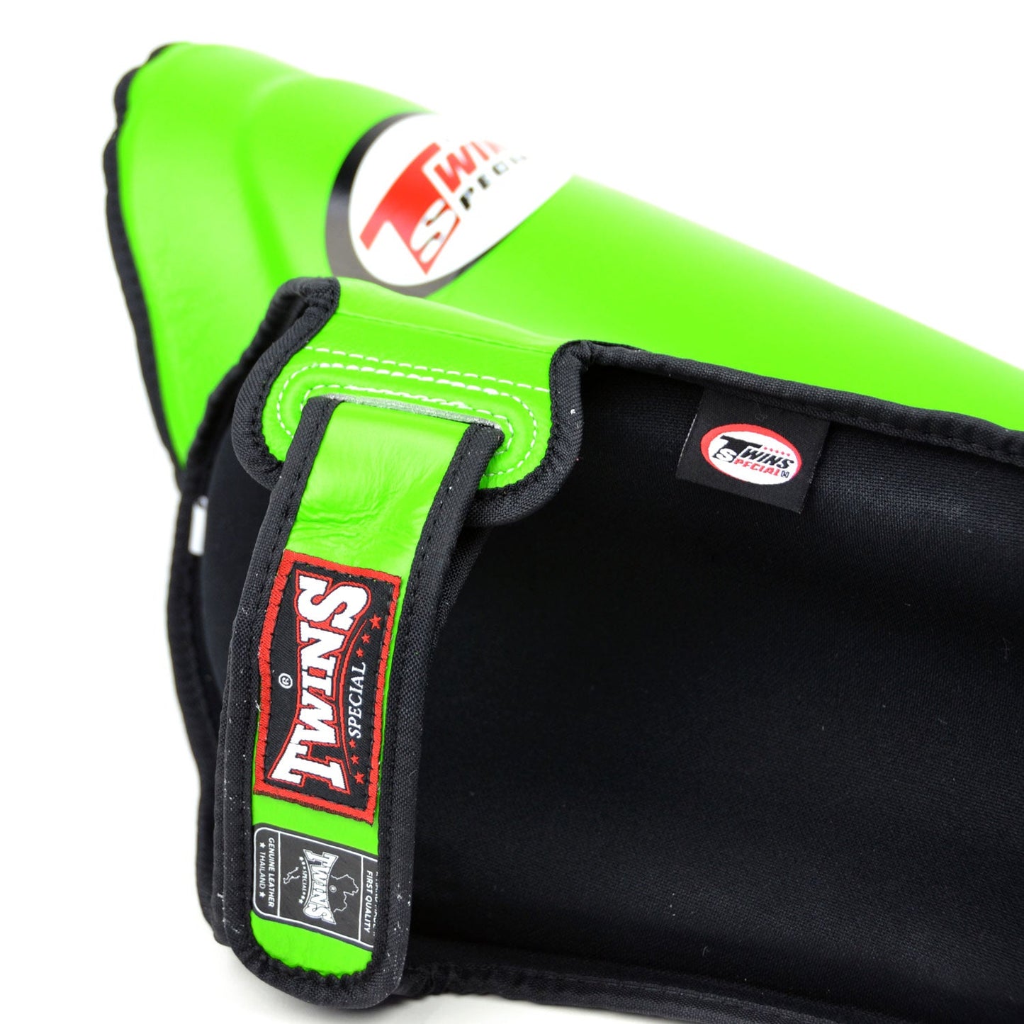 Twins Special SGL10 Muay Thai Boxing Leather Shin Pads - Green