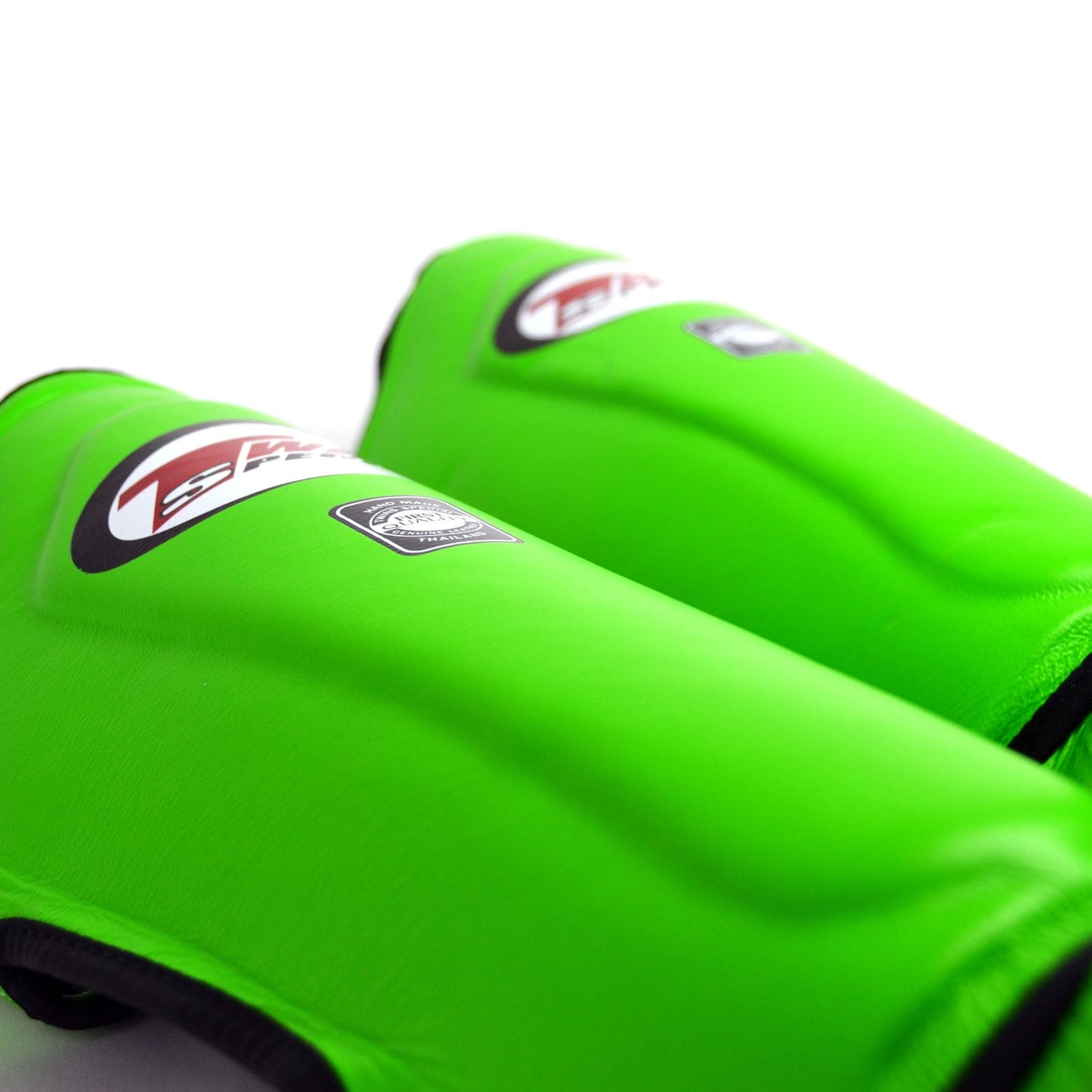 Twins Special SGL10 Muay Thai Boxing Leather Shin Pads - Green