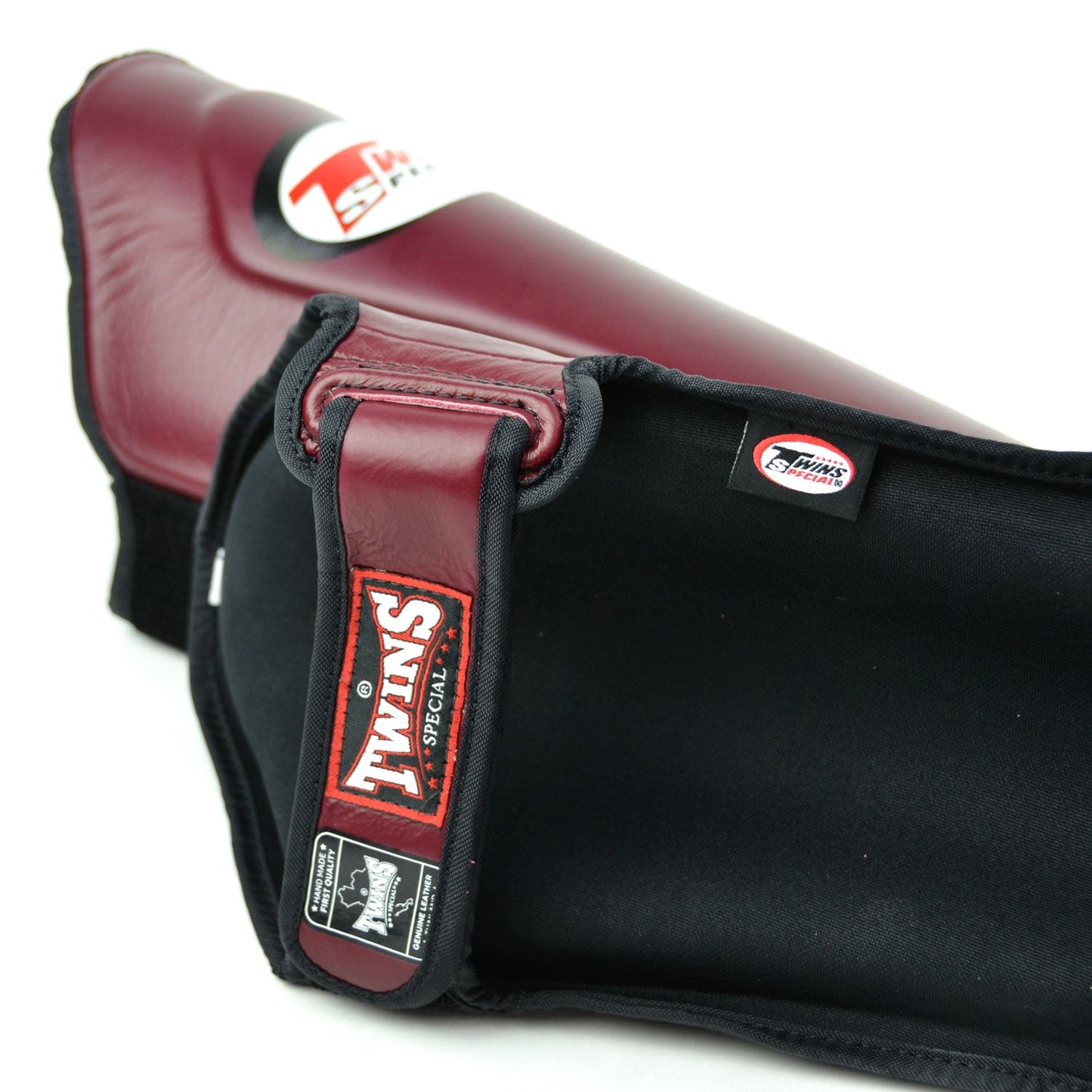 Twins Special SGL10 Muay Thai Boxing Leather Shin Pads - Maroon