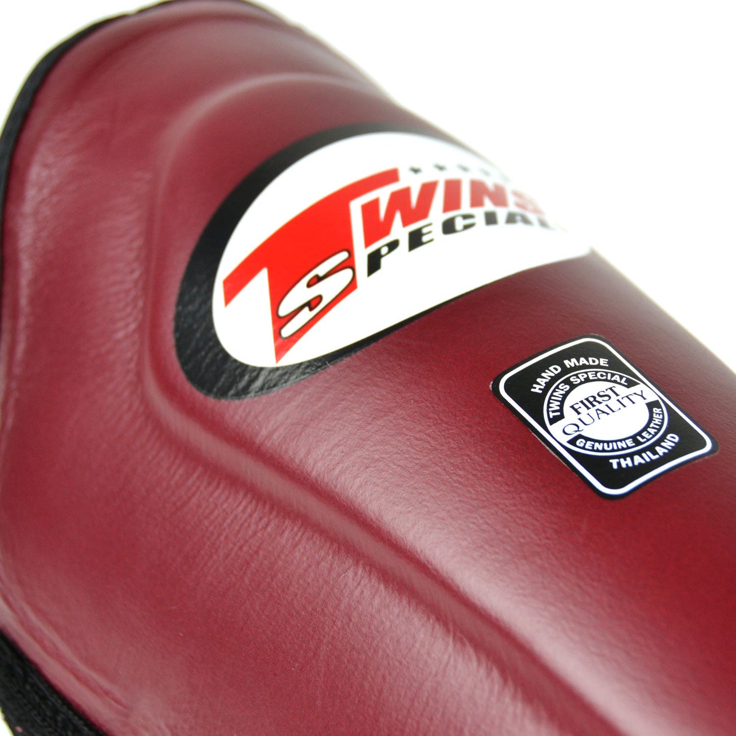 Twins Special SGL10 Muay Thai Boxing Leather Shin Pads - Maroon