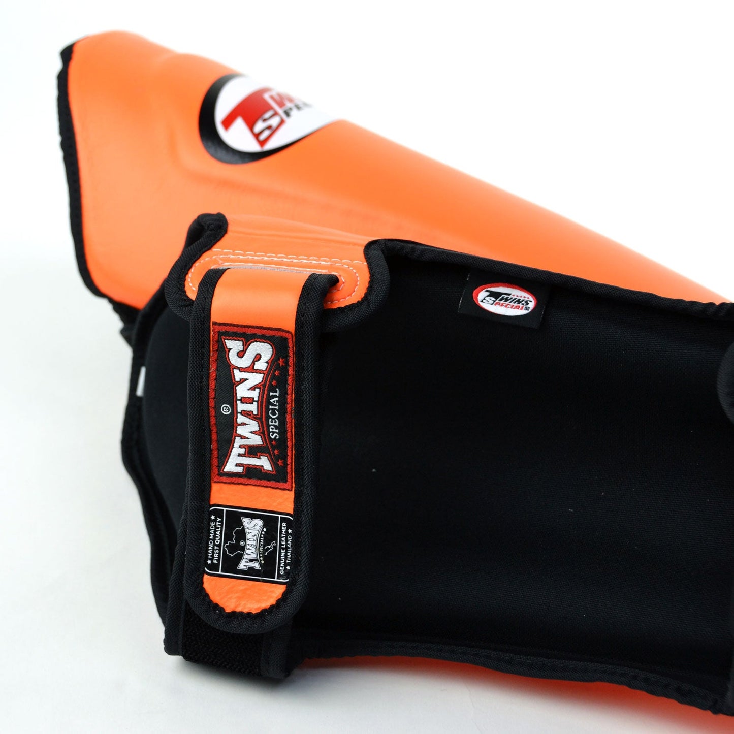 Twins Special SGL10 Muay Thai Boxing Leather Shin Pads - Orange