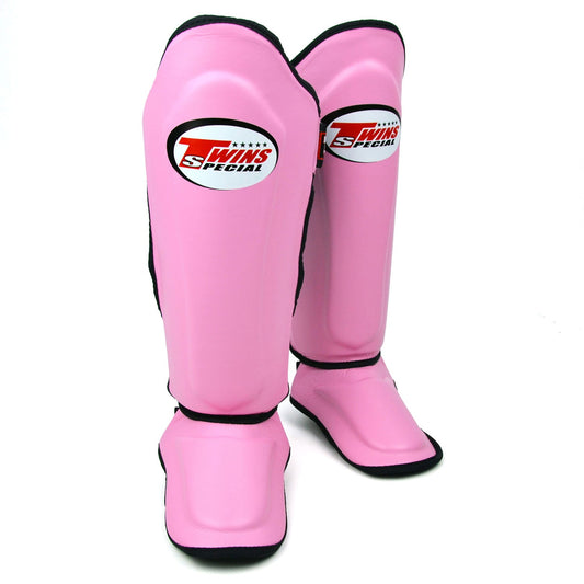 Twins Special Muay Thai Boxing SGL10 Leather Shin Pads - Pink