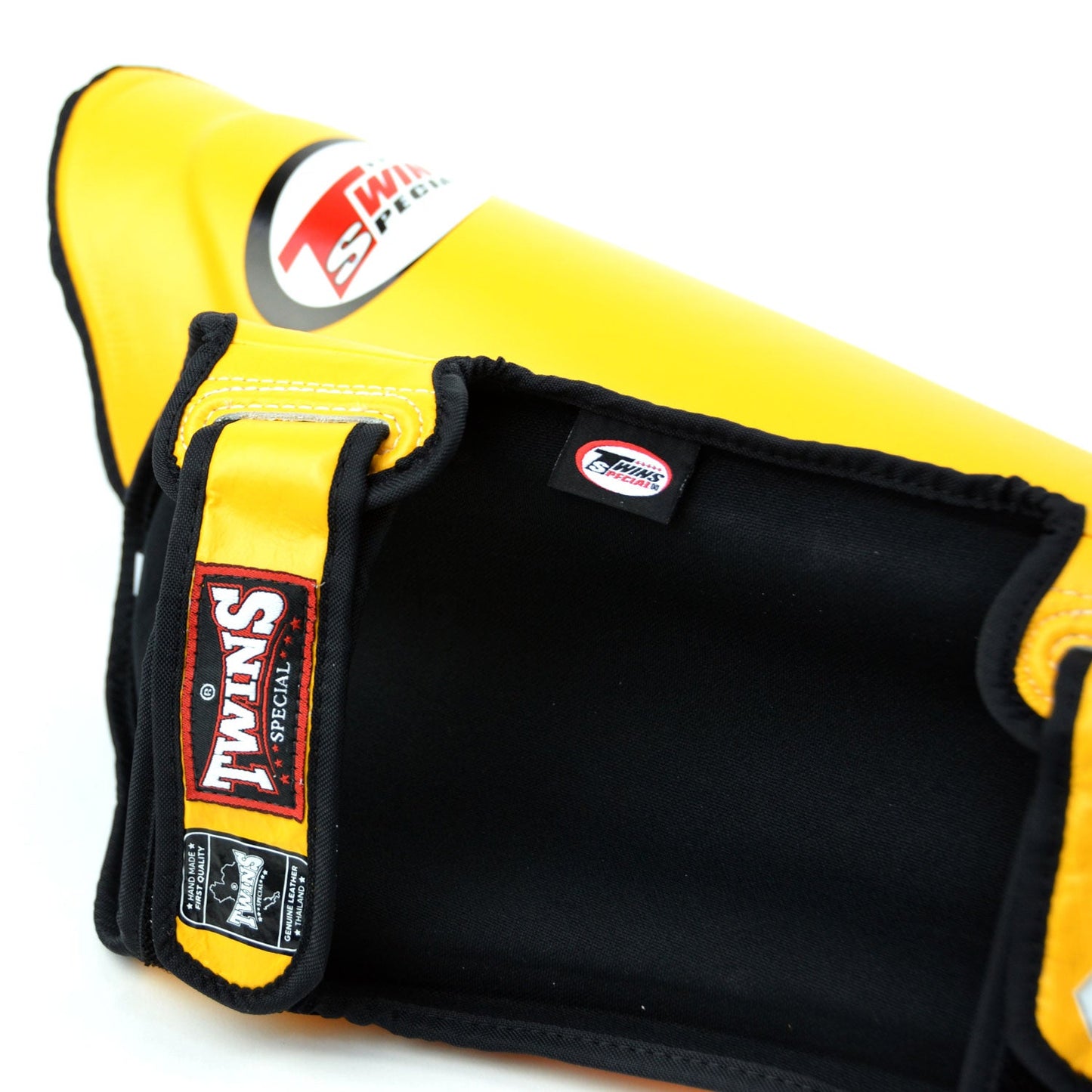 Twins Special SGL10 Muay Thai Boxing Leather Shin Pads - Yellow