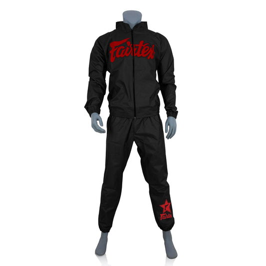 Fairtex Muay Thai Boxing Vinyl Sweatsuit Black-Red