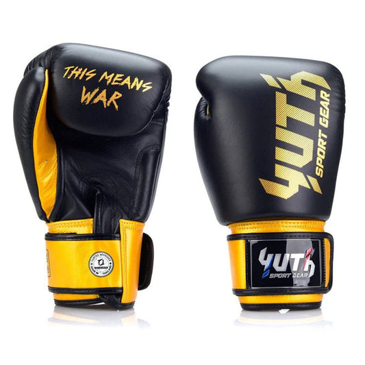 Yuth Muay Thai Boxing Gloves - Gold Line Black-Gold