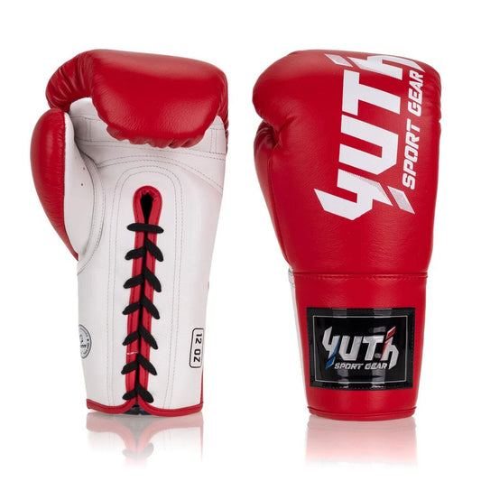 Yuth Muay Thai Boxing Gloves - Lace-Up Red-White