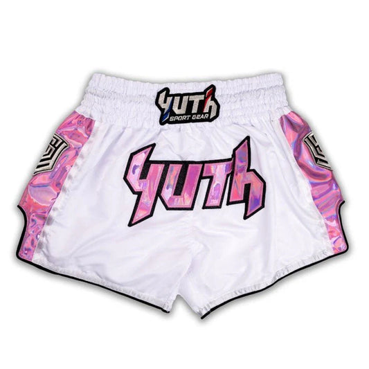 Yuth Hologram Muaythai Shorts White-Pink