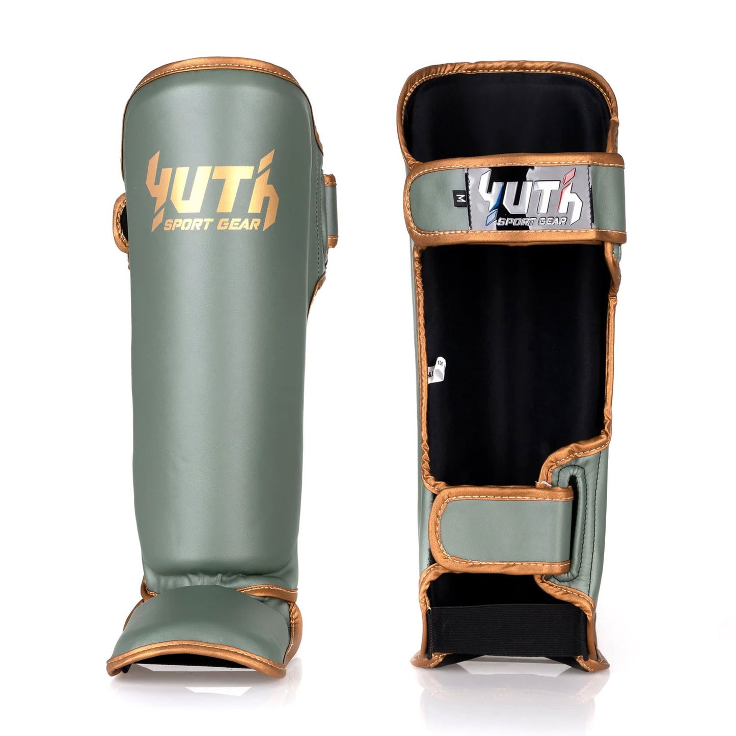 Yuth Shinguards - Gold Line Olive-Gold