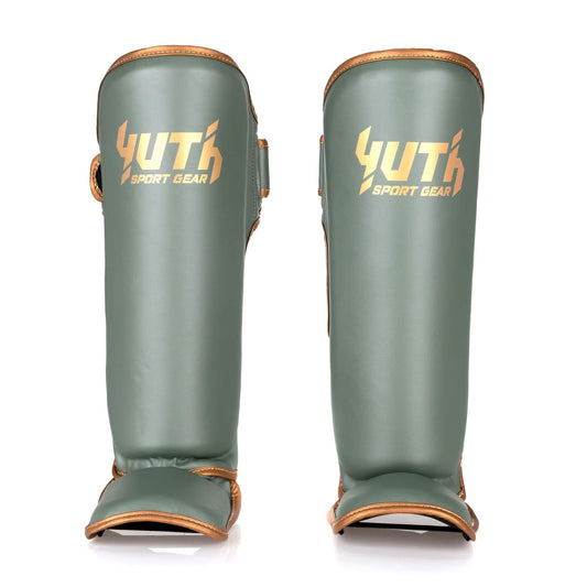 Yuth Shinguards - Gold Line Olive-Gold