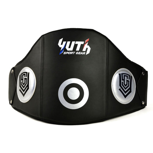 Yuth Muay Thai Belly Pad - Classic Black-Silver