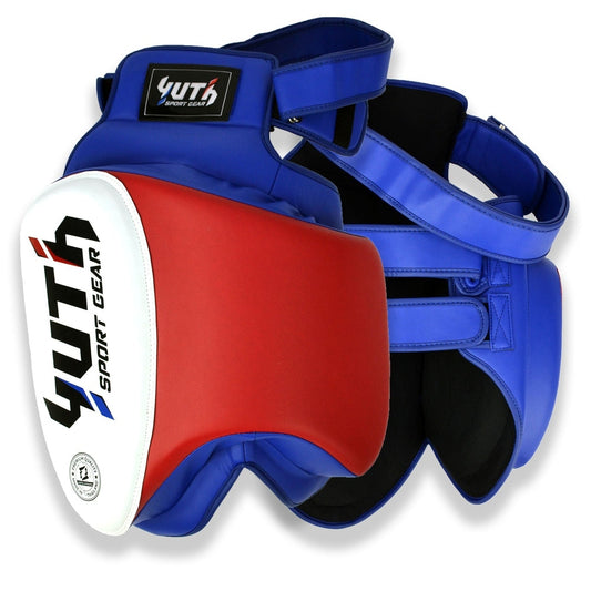 Yuth Muay Thai Thigh Pads White-Blue-Red