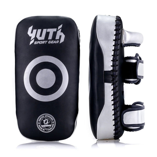 Yuth Muay Thai Thai Kick Pads Black-Silver