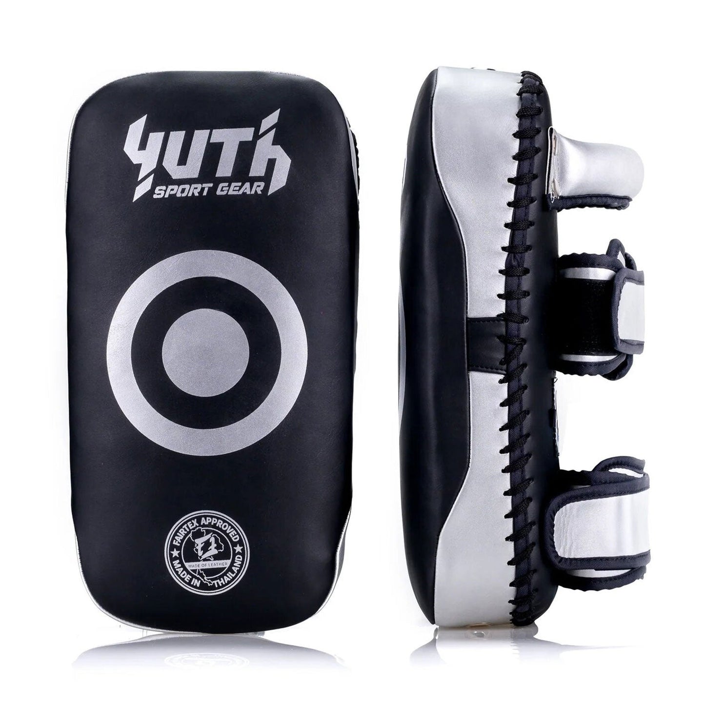 Yuth Muay Thai Thai Boxing Kick Pads Black-Silver