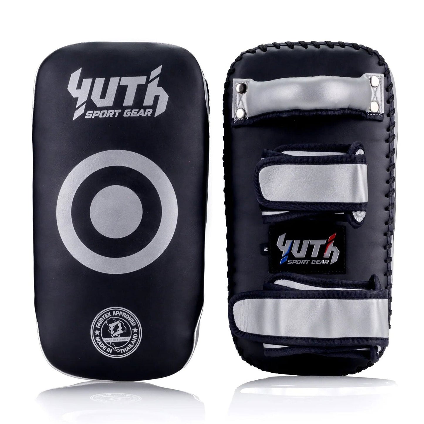 Yuth Muay Thai Thai Boxing Kick Pads Black-Silver