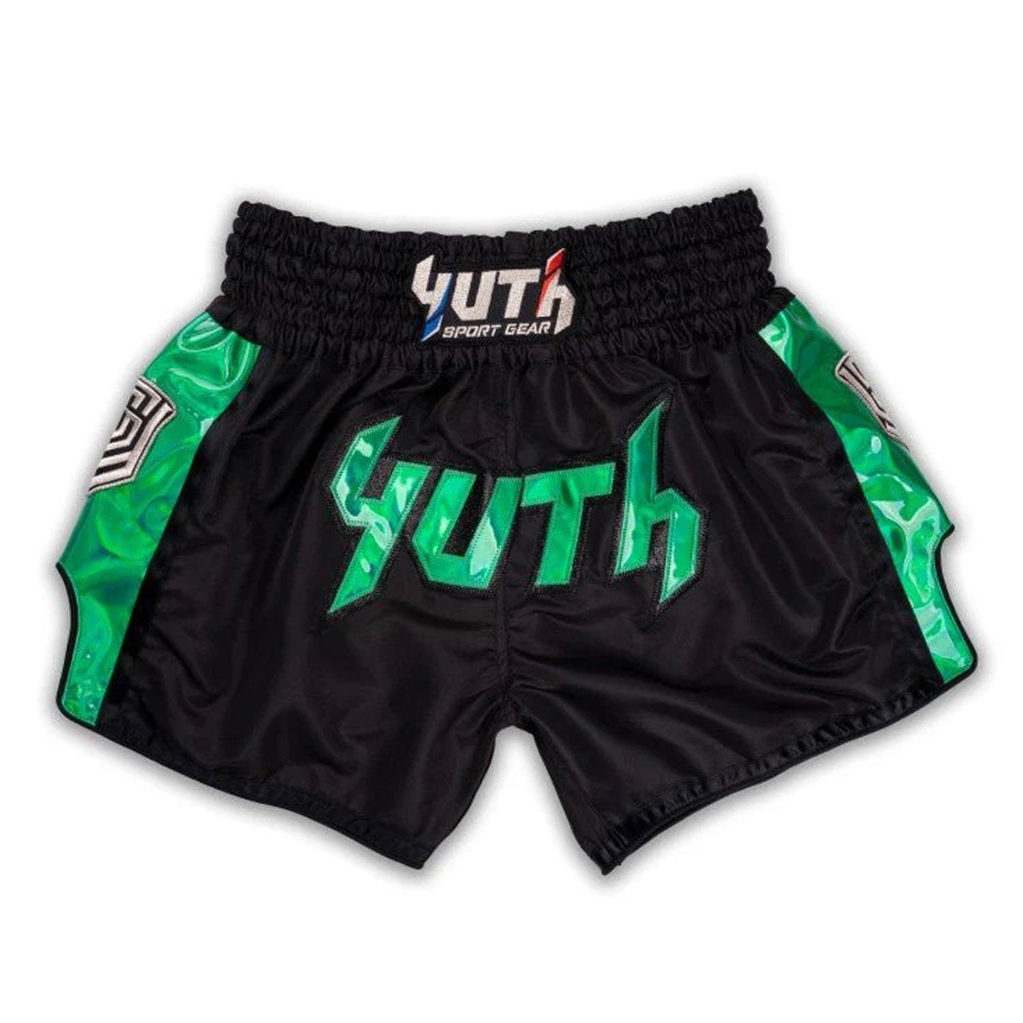 Yuth Hologram Muay Thai Boxing Shorts Black-Green