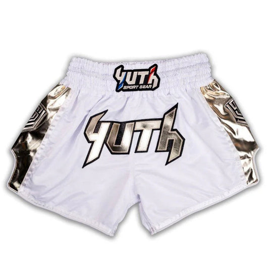 Yuth Hologram Muay Thai Boxing Shorts White-Gold